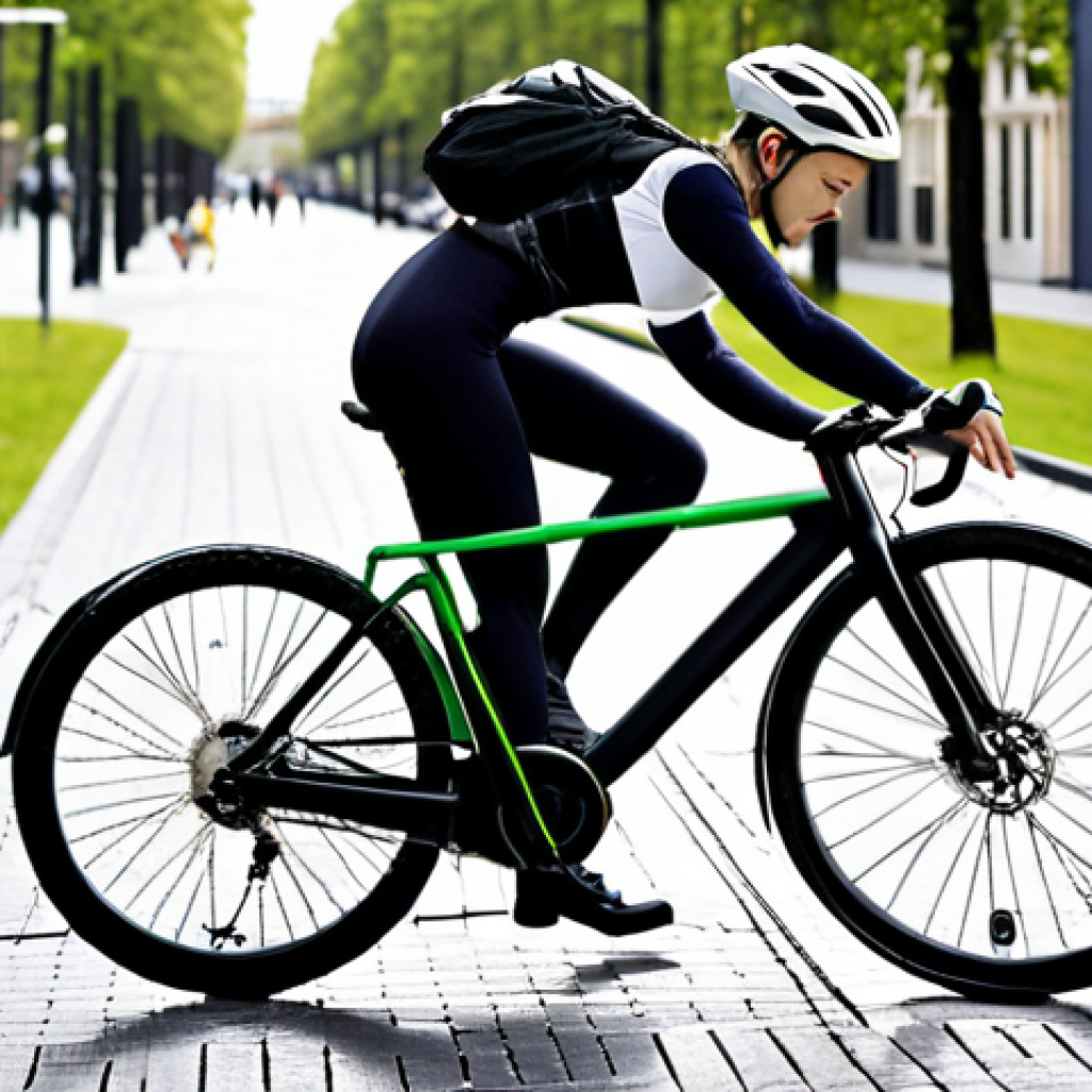 Futuristic Urban Cycling**

*   Prompt: A sleek, modern bicycle integrating seamlessly into a vibrant, futuristic urban environment. The bike features integrated smart technology, GPS navigation displayed subtly, and is ridden by a stylish cyclist. Emphasize the bike's connection to the city with interconnected bike paths and green spaces. High-tech, clean lines, Scandinavian design influences, sustainable materials.

**